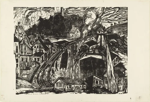 Königstein Railroad Station in the Taunus (Bahnhof Königstein im Taunus) by Ernst Ludwig Kirchner, print, 1916