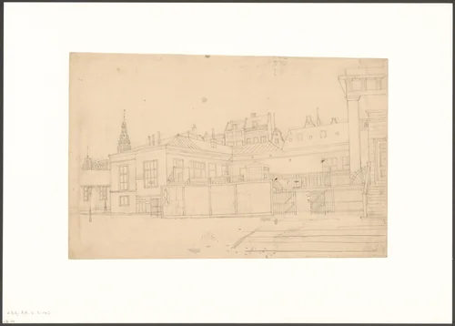 Gezicht op de Korenbeurs aan het Damrak by Johan Martinus Anthon Rieke, drawing, 1861-1884