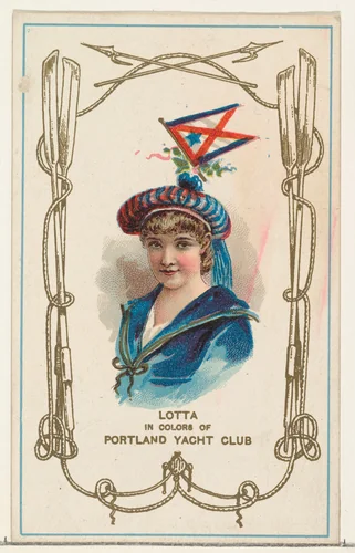 Lotta in Colors of Portland Yacht Club, from the Yacht Colors of the World series (N140) issued by Duke Sons & Co. to promote Honest Long Cut Tobacco by W. Duke, Sons & Co., print, 1890