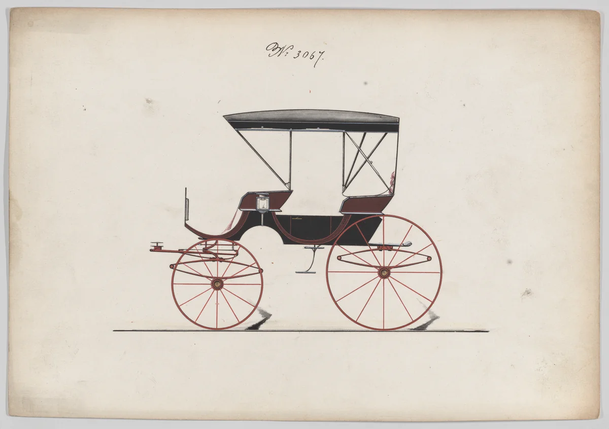 Design for Park Phaeton, no. 3067 by Brewster & Co., drawing, 1874