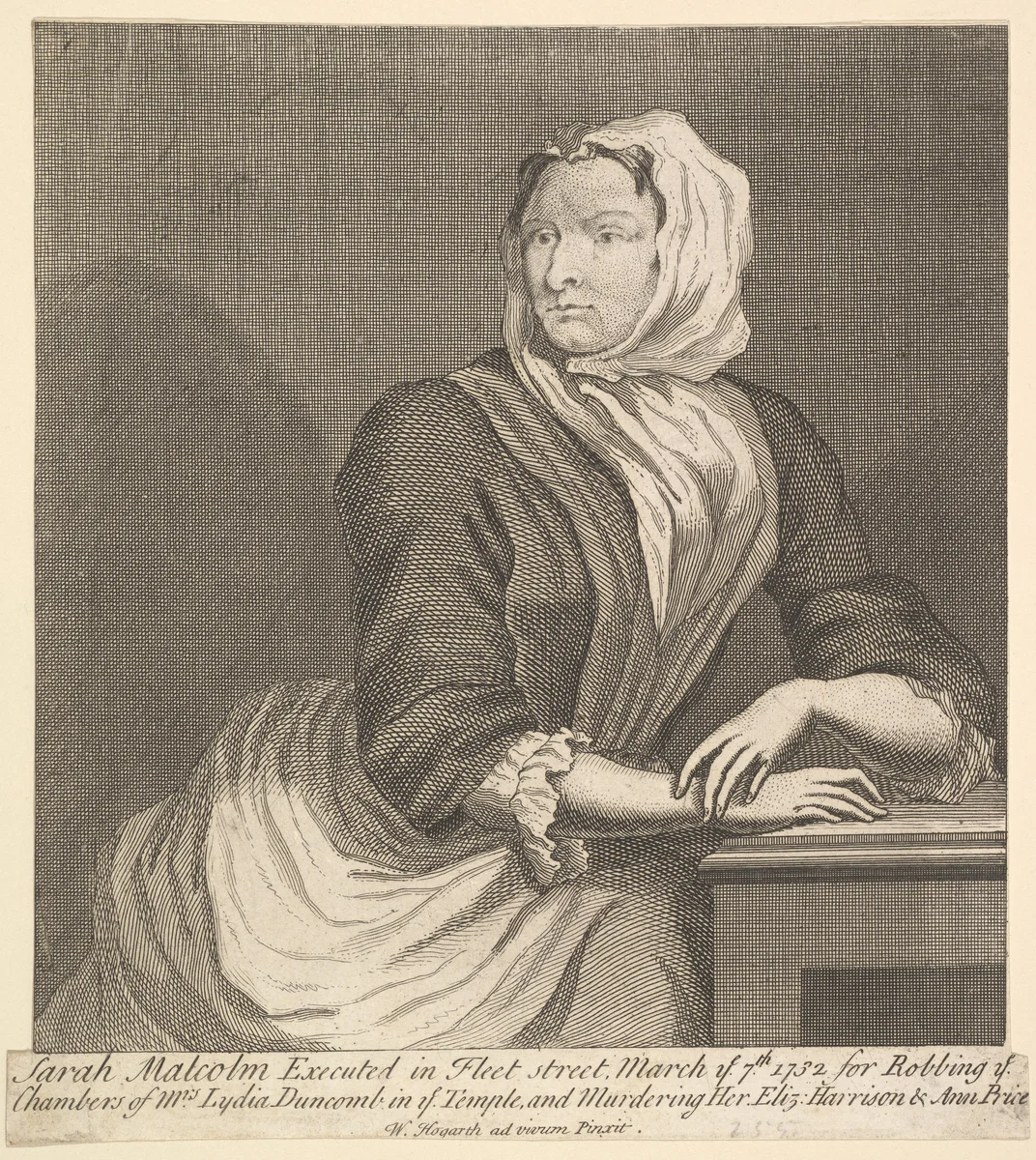 Sarah Malcolm by William Hogarth, print, 1733