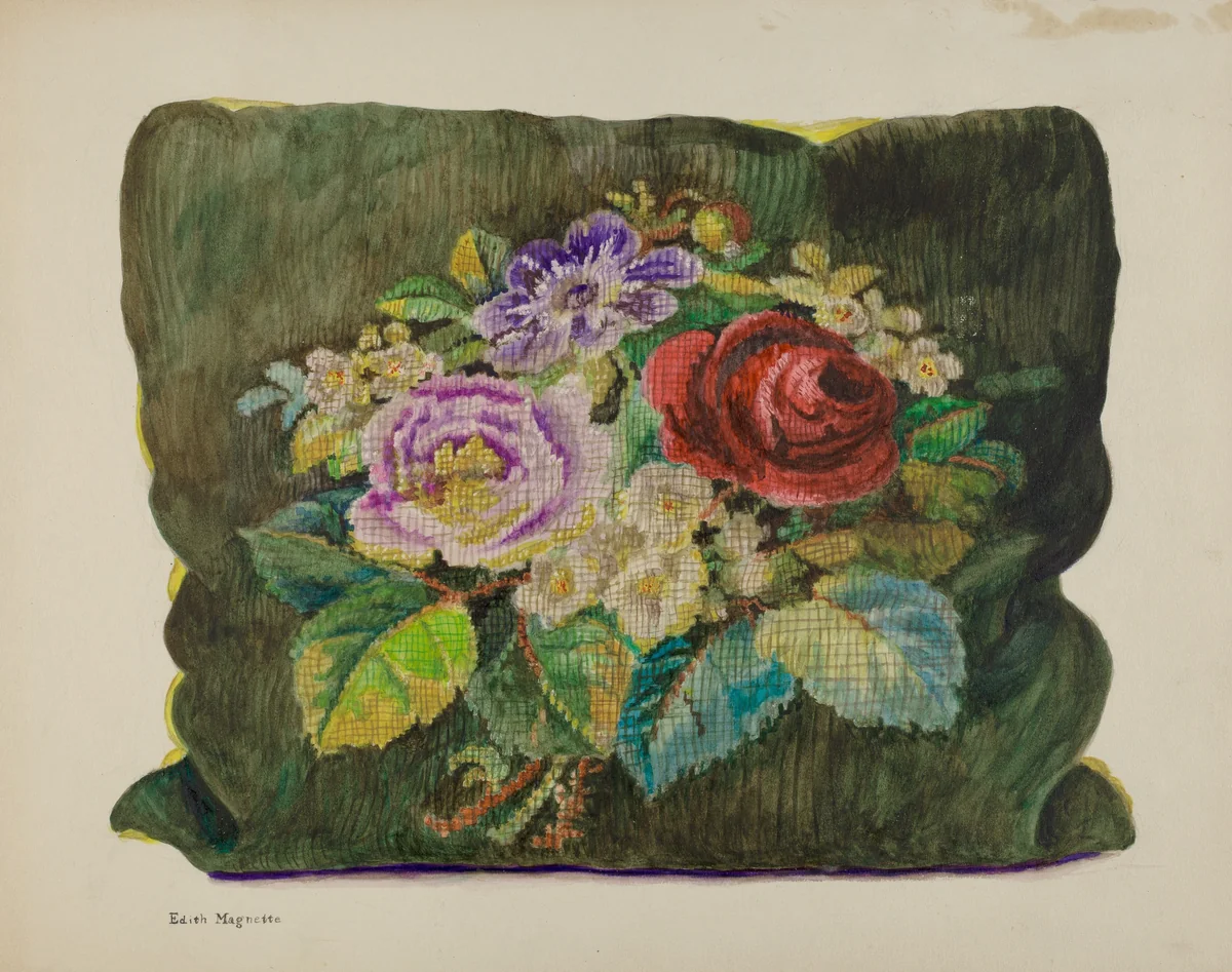 Pillow Sampler by Edith Magnette, index of american design, 1937