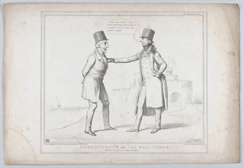 Demosthenes on the Sea Shore – Giving a Lesson to a new Disciple by John Doyle, print, 1838