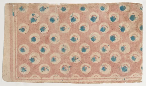 Pink sheet with blue dot pattern by anonymous, print, 1700-1800