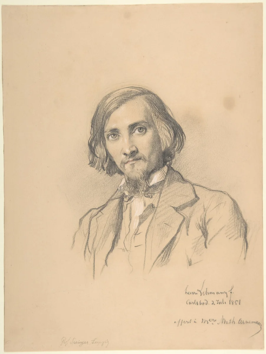 Portrait of Anton Heinrich Springer (1825–1895) by Henri Lehmann, drawing, 1830-1882