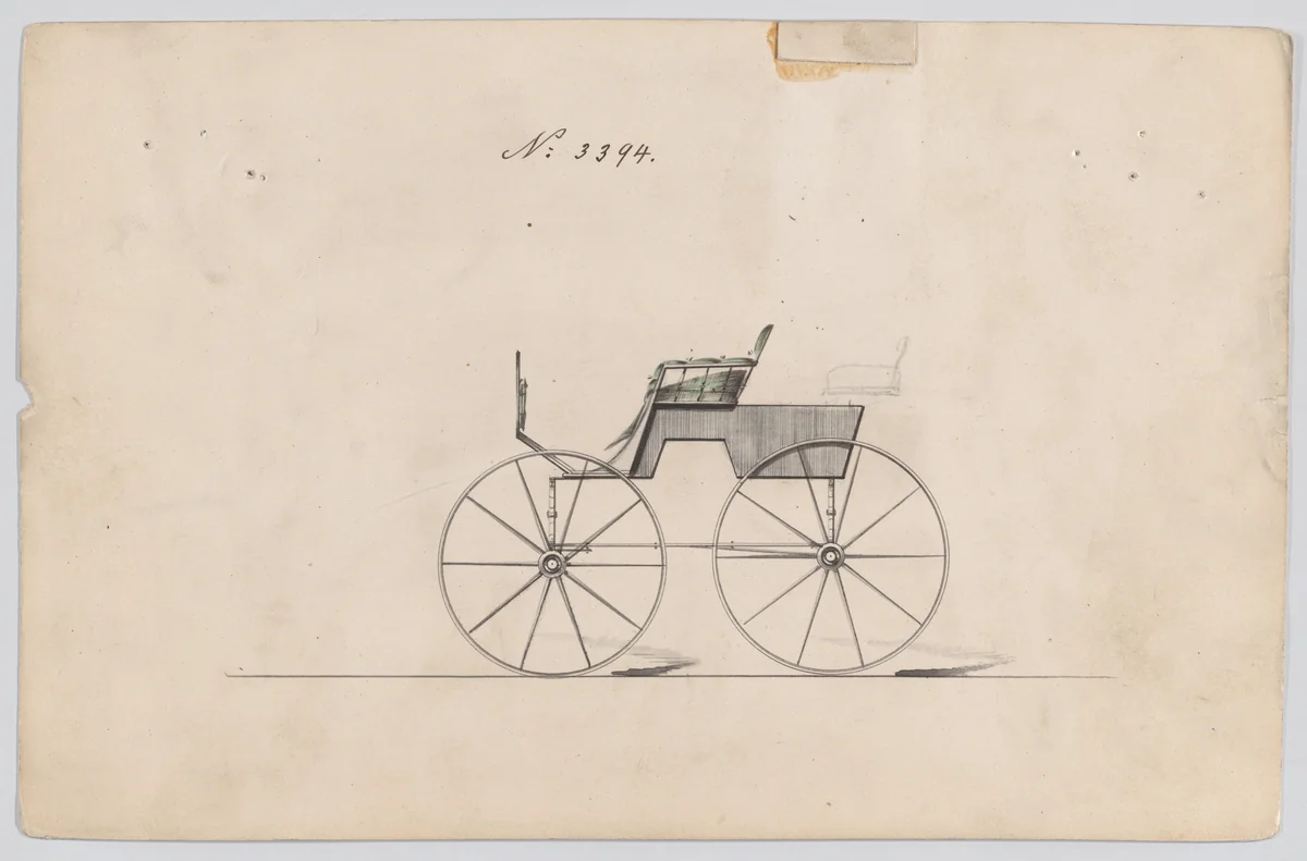 Design for T-Cart, no. 3394 by Brewster & Co., drawing, 1878