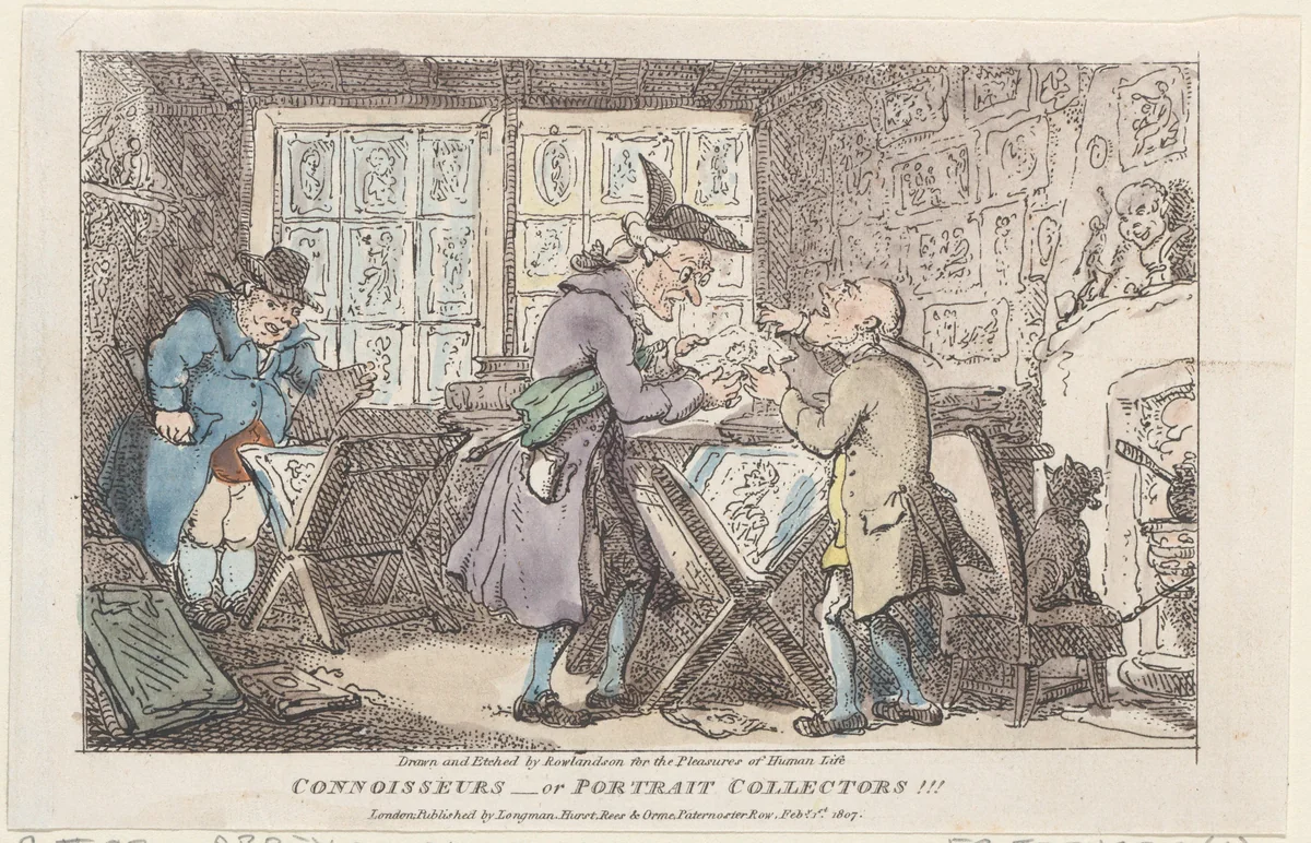 Connoisseurs–or Portrait Collectors !!! by Thomas Rowlandson, print, 1807
