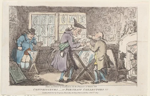 Connoisseurs–or Portrait Collectors !!! by Thomas Rowlandson, print, 1807