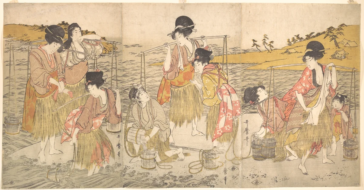 The Dance of the Beach Maidens by Kitagawa Utamaro (喜多川歌麿), print, 1800-1833