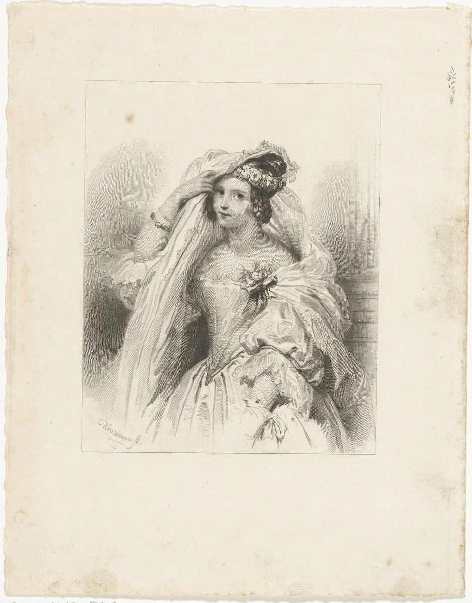 Portret van een jonge dame genaamd Lilia by Henricus Wilhelmus Couwenberg, print, 1838