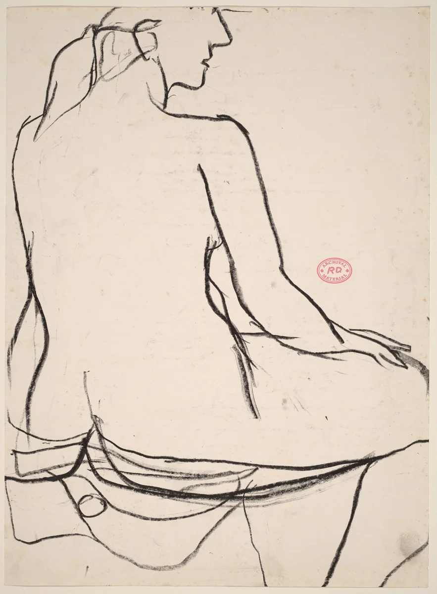 Untitled [back view of seated female nude] by Richard Diebenkorn, drawing, 1955-1967