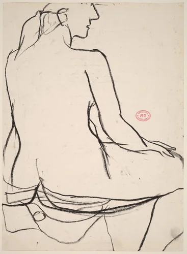 Untitled [back view of seated female nude] by Richard Diebenkorn, drawing, 1955-1967