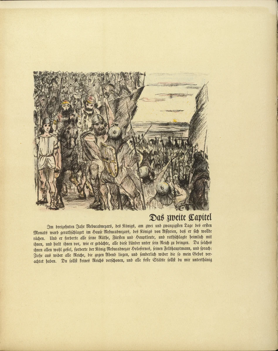 The Army of Holofernes (Das Heer des Holofernes) (in-text plate, folio 6) from Das Buch Judith (The Book of Judith) by Lovis Corinth, illustrated book, 1910
