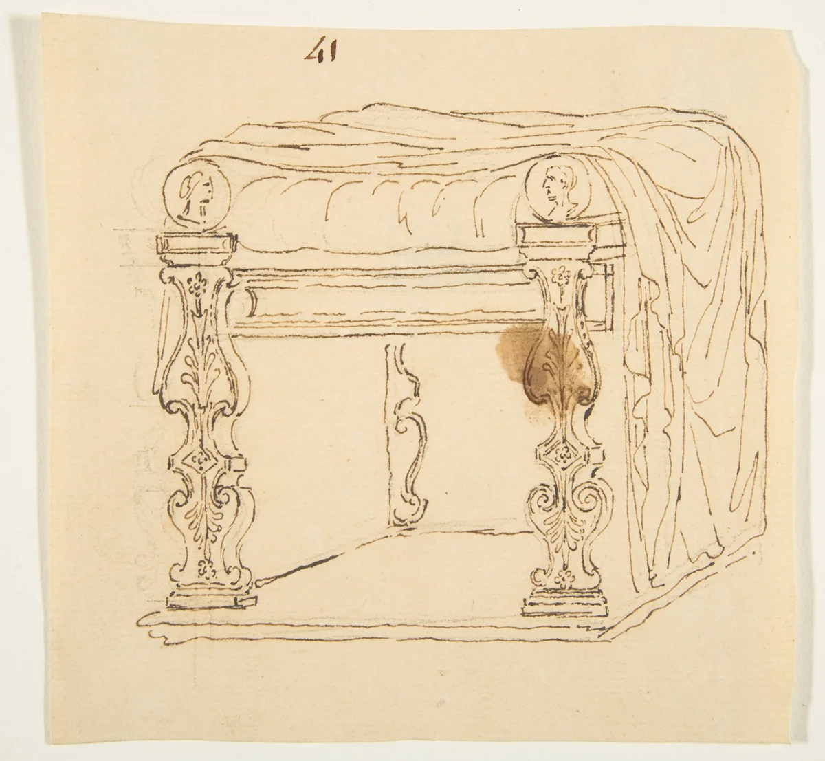 Drawing After an Antique Tabouret by anonymous, drawing, 1800-1899
