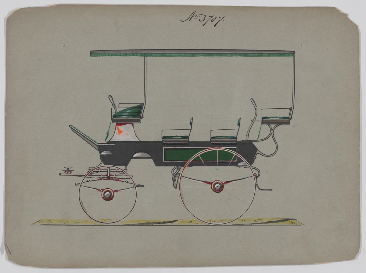 Design for Canopy Top Wagon, no. 3707 by Brewster & Co., drawing, 1881