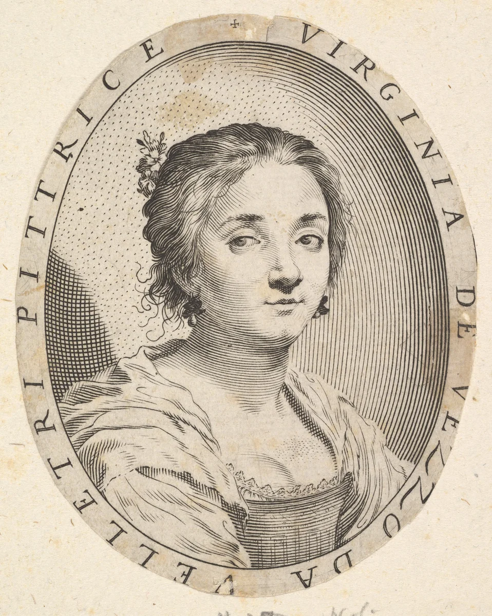 Virginia da Vezzo, Wife of Simon Vouet by Claude Mellan, print, 1626