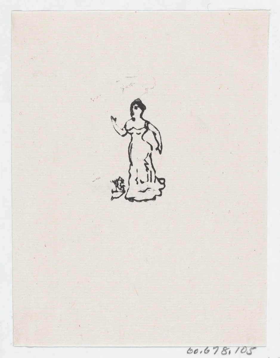 A woman in an evening gown raising her right hand by José Guadalupe Posada, print, 1875-1885