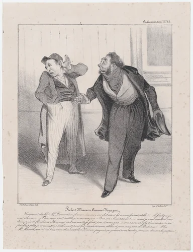 Plate 15: Robert Macaire, travelling salesman, from 'Caricaturana,' published in Les Robert Macaires by Honoré Daumier, print, 1838