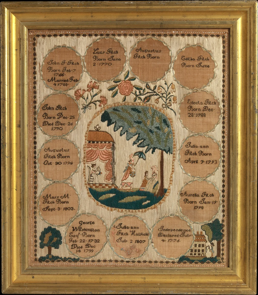 Sampler by Julia Ann Fitch, artwork, 1807