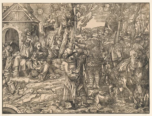 Aanbidding door de koningen by anonymous, print, 1517