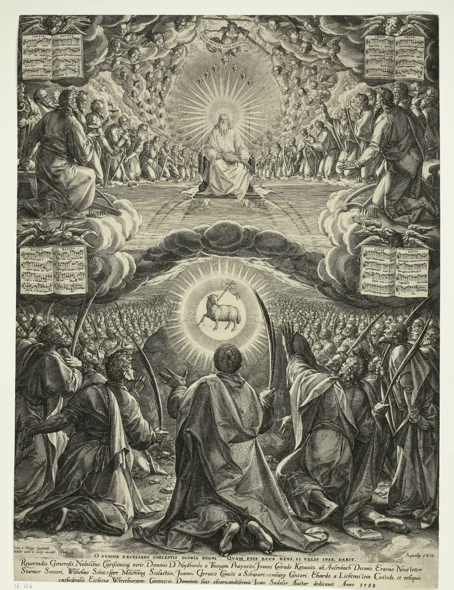 Aanbidding van het Lam Gods by Unknown, print, 1588