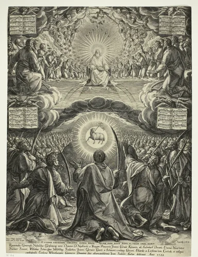 Aanbidding van het Lam Gods by Unknown, print, 1588