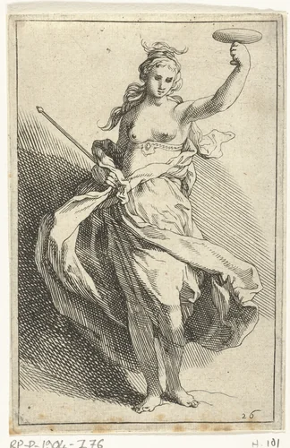 Vrouw met kelk en scepter by Frederick Bloemaert, print, 1635-1669