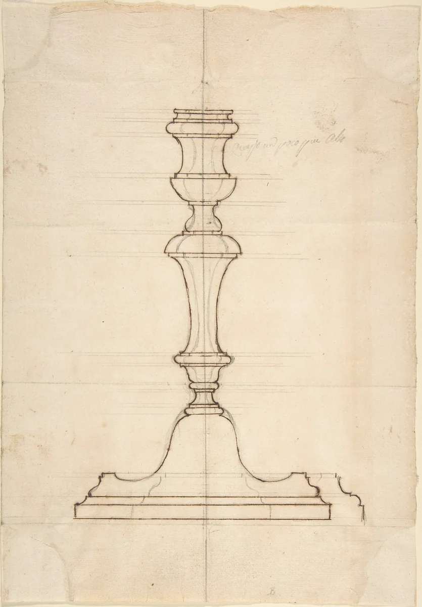 Candlestick by anonymous, drawing, 1700-1800