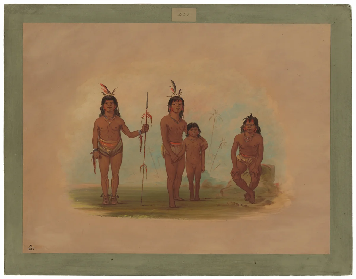 Four Goo-a-give Indians by George Catlin, painting, 1854-1869