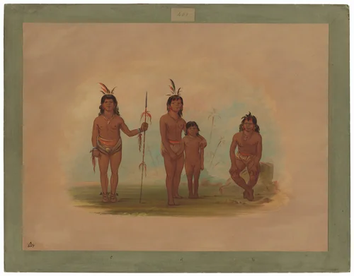 Four Goo-a-give Indians by George Catlin, painting, 1854-1869