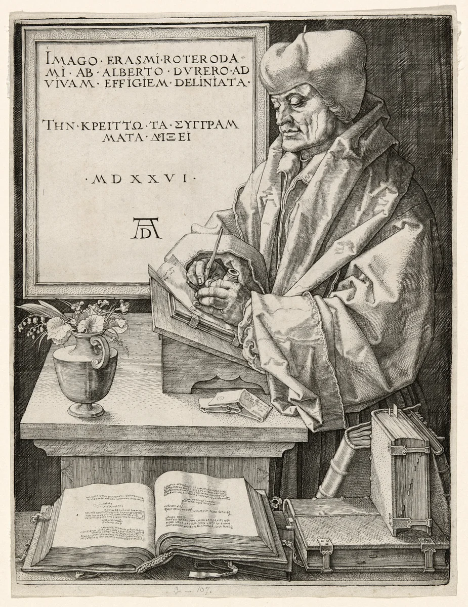 Erasmus of Rotterdam by Albrecht Dürer, print, 1526