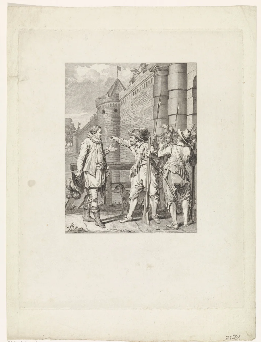 Oranje bezoekt alleen het opstandige Gent, ca. 1579 by Theodoor Koning, print, 1788