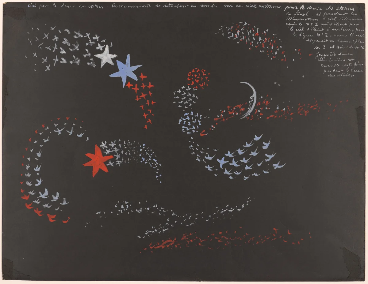 Study for backdrop for the ballet Triomphe de Paris (The Triumph of Paris) by Robert Delaunay, drawing, 1928