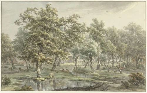 Landscape in Eext (Drenthe Province) by Egbert van Drielst, drawing, 1793