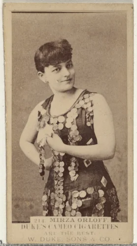 Card Number 214, Mirza Orloff, from the Actors and Actresses series (N145-5) issued by Duke Sons & Co. to promote Cameo Cigarettes by W. Duke, Sons & Co., photograph, 1880-1889