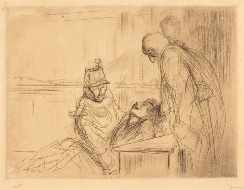Evanouissement à l'audience (Fainting at the Hearing) by Jean-Louis Forain, print, 1910