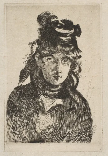 Berthe Morisot by Edouard Manet, print, 1872