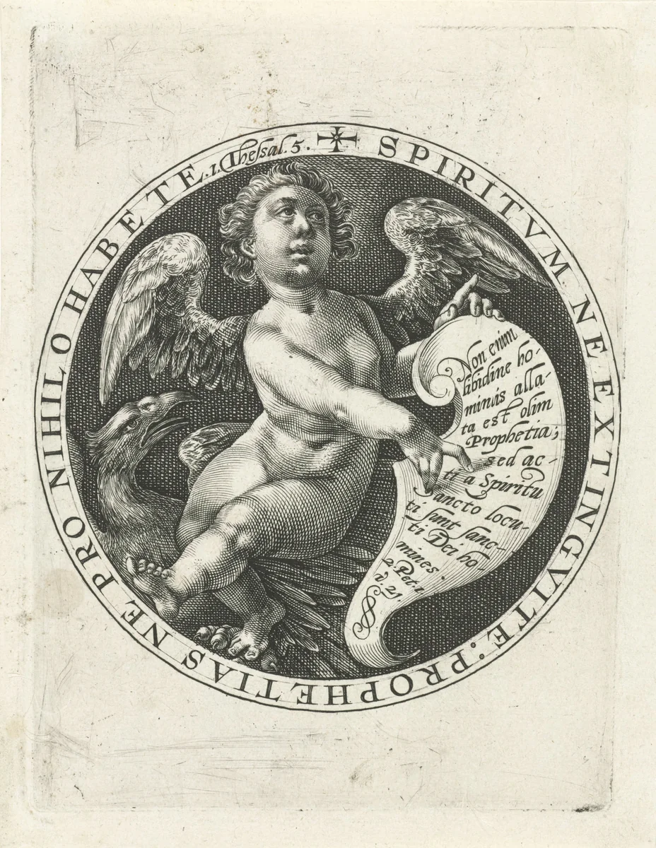 Engel met banderol by Crispijn van de Passe, print, 1601