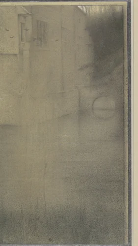 Schim van een vrouw voor een huis omringd door water by Fernand Khnopff, drawing, 1868-1921