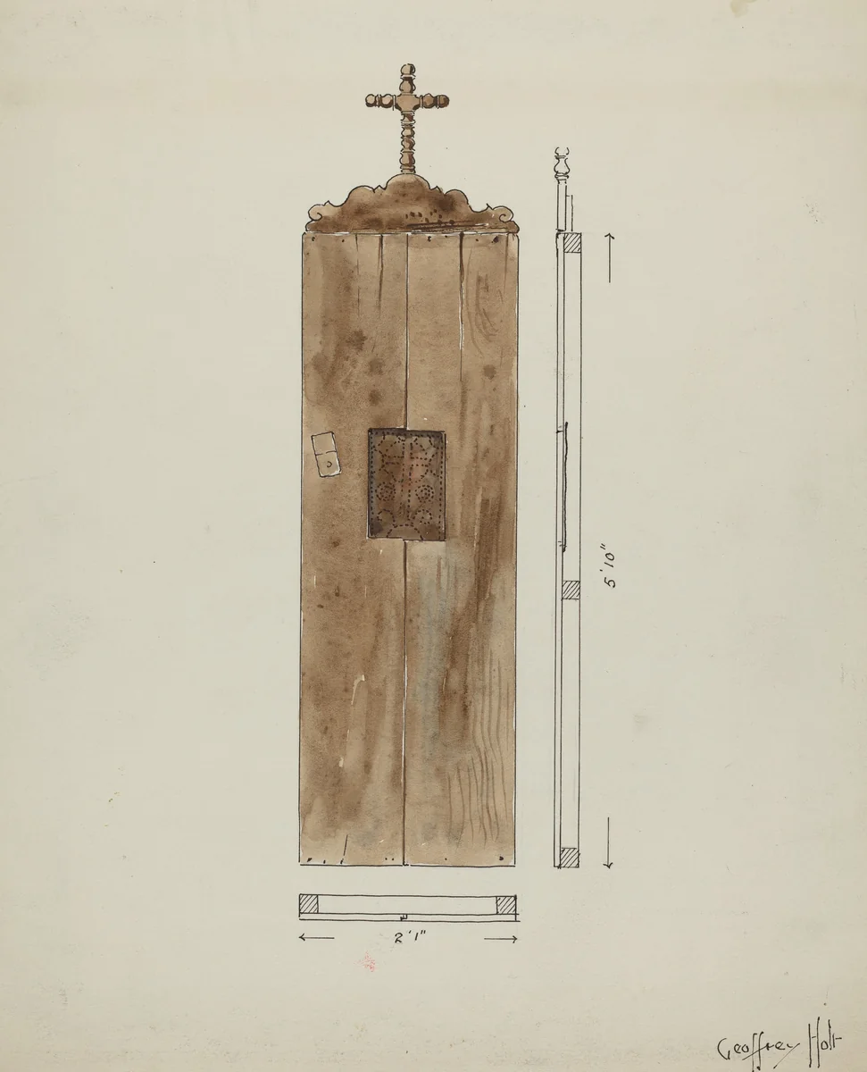 Side of Original Confessional by Geoffrey Holt, index of american design, 1936