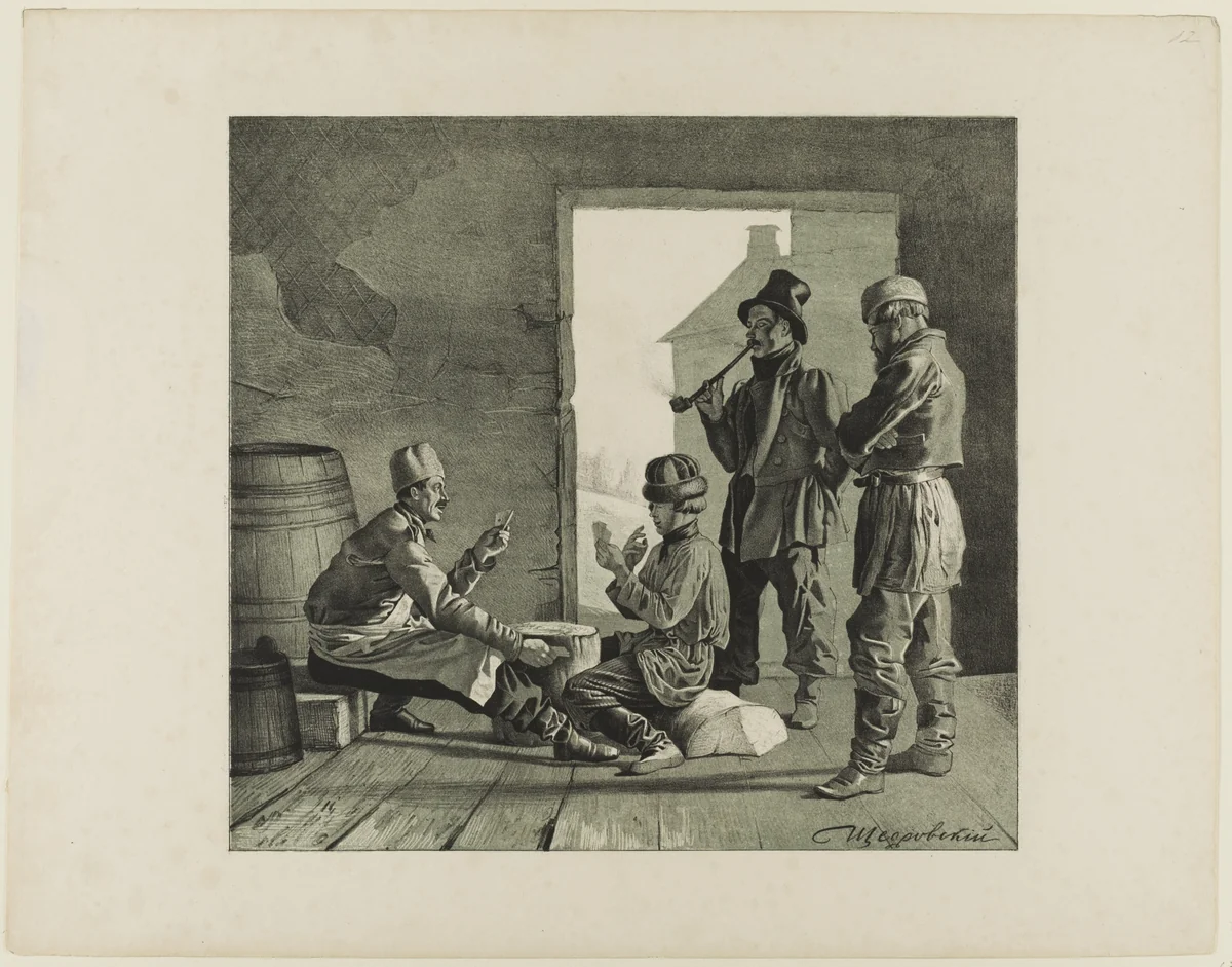 Scenes from Russian Folk Life by Ignatii Shchedrovskii, print, 1835-1870