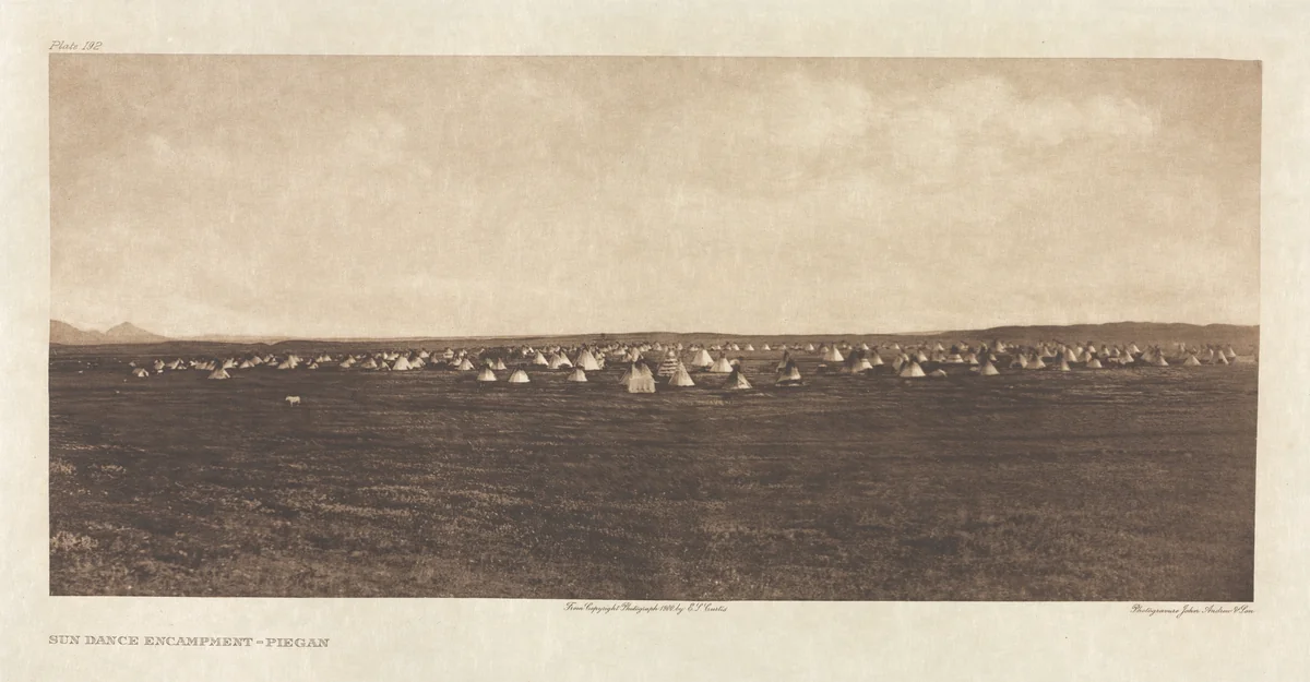 Portfolio VI, Plate 192: Sun Dance Encampment--Piegan by Edward Curtis, other, 1900