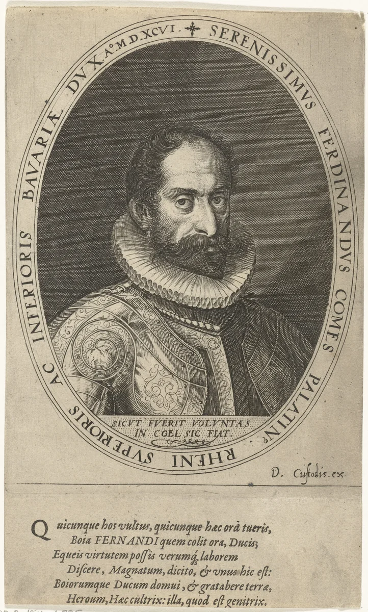 Portret van Ferdinand van Beyeren by Dominicus Custos, print, 1600-1604