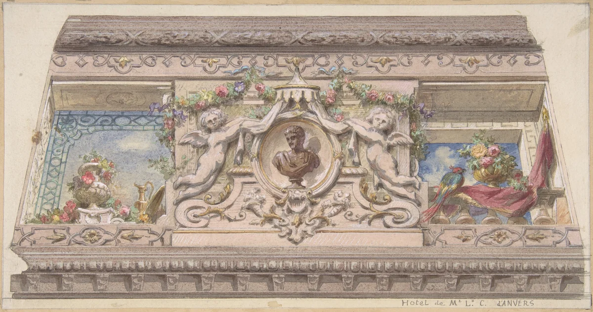 Design for Cove, Hôtel Cahen d'Anvers by Jules-Edmond-Charles Lachaise, drawing, 1850-1900