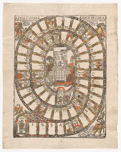 The Pleasant Game of the Goose (Il Dilettevole Gioco di Loca) by anonymous, print, 1640