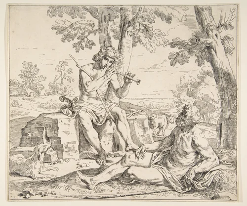 Mercury and Argus by Simone Cantarini, print, 1625-1635