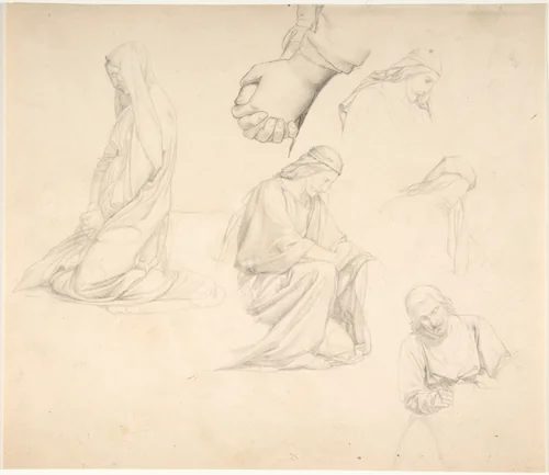 Figure Studies by Alphonse-Henri Périn, drawing, 1810-1874