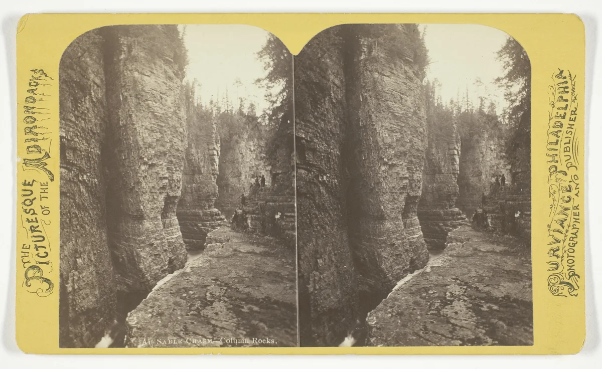 Au Sable Chasm - Column Rocks, from the series "The Picturesque of the Adirondacks" by William Purviance, photograph, 1860-1868