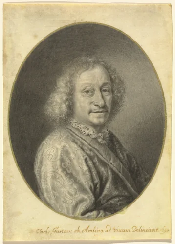 Portrait of a Gentleman by Carl Gustav Amling, drawing, 1690