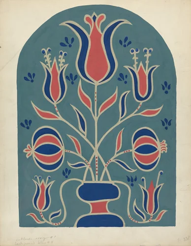 Study for Proposed Portfolio "Decorated Chests of Rural Pennsylvania" by American 20th Century, index of american design, 1941